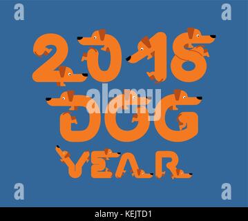 2018 Jahr der Hund. Schriftzug ist Pet. Briefe von zu Hause Tier. Neues Jahr chinesischen Kalender. Vector Illustration Stock Vektor