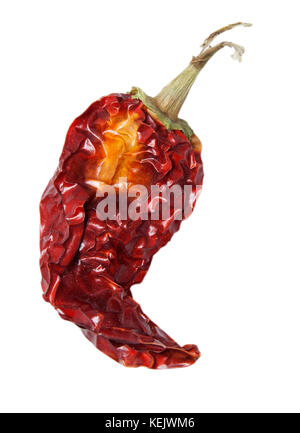 Getrocknete scharfe Chili. isoliert. Vertikale. Stockfoto
