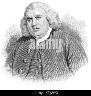 1853 Gravur der Lexikograph und Schriftsteller Dr. Samuel Johnson. Stockfoto