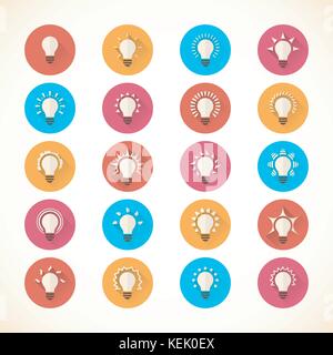 Set aus bunten Lampe flachbild Symbole. Vector EPS 10. Stock Vektor