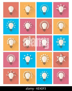 Set aus bunten Lampe flachbild Symbole. Vector EPS 10. Stock Vektor