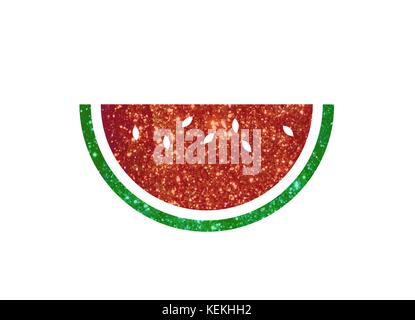 Die vector Rot und Grün Glitter und Shinny Obst Wassermelone Symbol auf weißem Hintergrund Stock Vektor