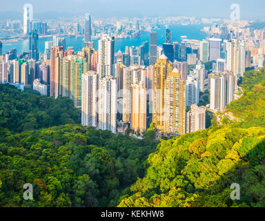 Skyline von Hongkong, Victoria Peak. Stockfoto