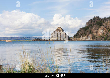 Banken See, ein Stausee im östlichen Staat Washington entlang der Coulee Korridor Scenic Byway. Teil des Grand Coulee Projekt entlang des Columbia River. Stockfoto