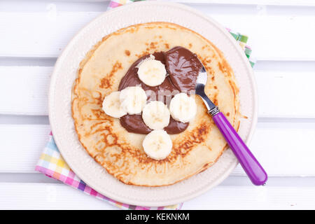 Pfannkuchen mit Schokolade Stockfoto
