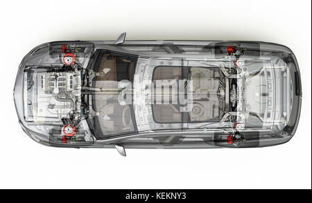 Suv-Fahrzeug technische Cutaway, Querschnitt. Ansicht von oben. Stockfoto