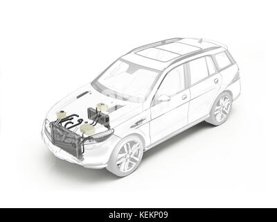 Suv-Fahrzeug technische Cutaway, Querschnitt Stockfoto