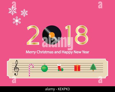 Frohe Weihnachten und hapy New Year 2018. Vector Illustration Stock Vektor