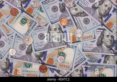 100 us-Dollar und Cent abstrakt Hintergrund Stockfoto