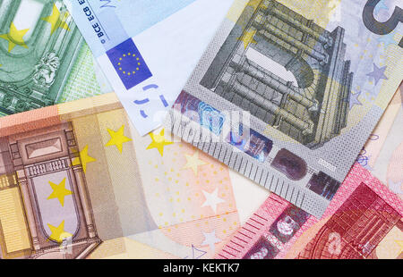 Euro Geld verschiedener Konfessionen abstrakt Hintergrund Stockfoto