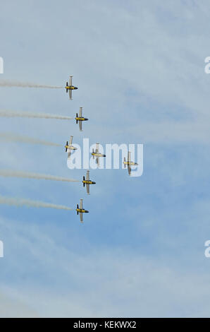 Sion, Schweiz - 15 September: Breitling L-39 Albatross in der Ausbildung in der Breitling Air Show: 15. September 2017 in Sion, Schweiz Stockfoto