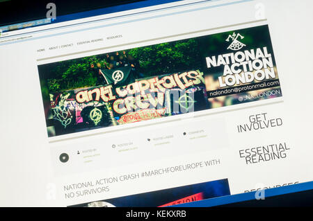 Website der britischen Rechts neonazistischen Organisation Nationale Aktion, NA. Stockfoto