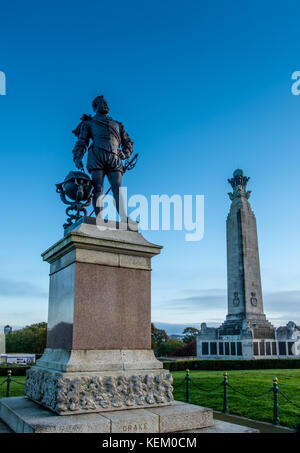 Sir Francis Drake Statue, Hoe, Plymouth, Devon, England, Großbritannien Stockfoto