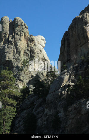 In der Nähe der George Washington Skulptur am Mt. Rushmore National Memorial Stockfoto