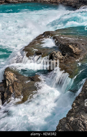 Cascada Nef Bäcker bei La Confluencia, Zusammenfluss von Rio Nef und Rio Baker, Carretera Austral in der Nähe von Puerto Bertrand, Patagonien, Chile Stockfoto