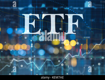 Etf - Exchange Funds, passives Investment in Indexfonds auf den Kapitalmärkten gehandelt Stockfoto