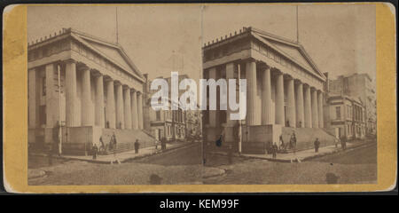 Eine stereoskopische Fotografie aus der Robert N. Dennis-Sammlung, die das US-Finanzministerium und die Wall Street zeigt und Finanz- und Architekturszenen des frühen 20. Jahrhunderts erfasst. Stockfoto