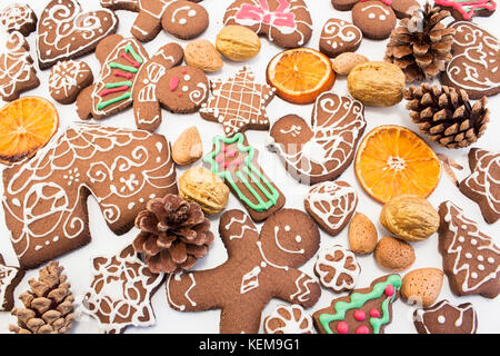 Gingerbread cookies als Hintergrund. Stockfoto