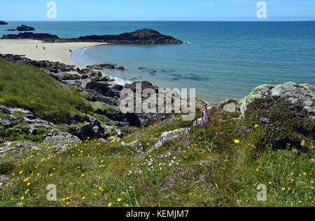 Bay vor llanddwyn Island, Anglesey, Wales Stockfoto