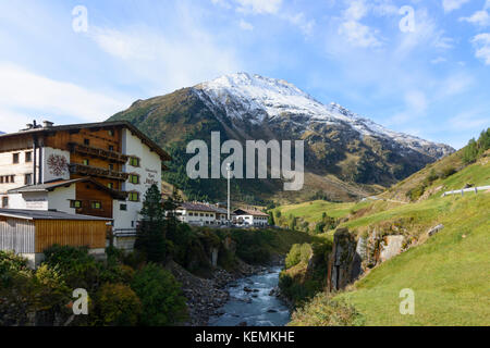 Dorf Vent, stream Venter Ache, Sölden, Ötztaler Alpen, Tirol, Tirol, Österreich Stockfoto