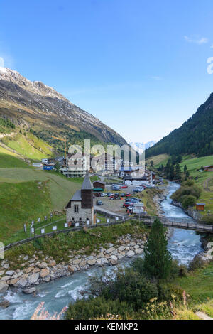 Dorf Vent, stream Venter Ache, Sölden, Ötztaler Alpen, Tirol, Tirol, Österreich Stockfoto