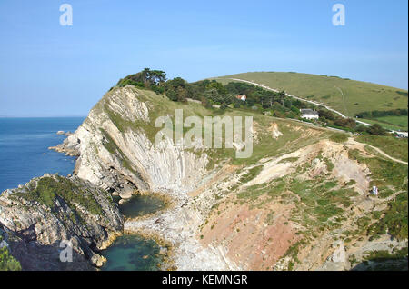 Aussichtspunkt auf der Klippe von Ballard auf dem Küstenweg, Swanage, Dorset, England Stockfoto