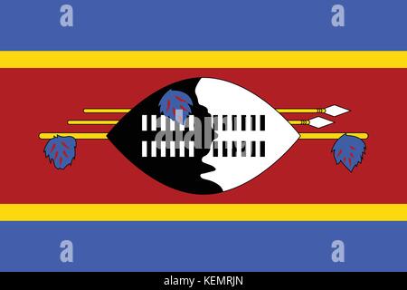 Offizielle vektor Flagge Swasiland (Königreich eswatini). Stock Vektor