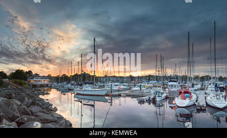 Oak Bay Marina, Sonnenuntergang Stockfoto