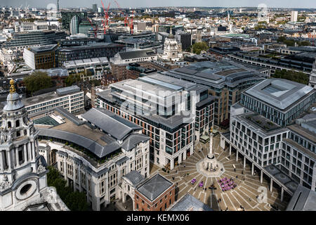 London Paternoster Square, Plaza, St. Paul Kathedrale, Luftaufnahme Stockfoto