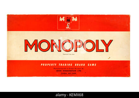 Jahrgang 1970er Version des beliebten Monopol Hotel trading Board Game von John waddington Ltd. Stockfoto