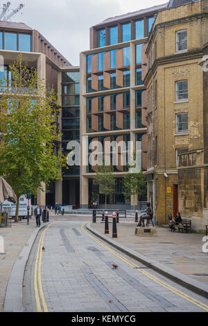 Bloomberg europäischen Hauptsitz in der City von London, wie von Watling Street gesehen. Stockfoto