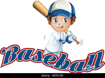 Flascard zeigt ein Wort 'Baseball' Stock Vektor