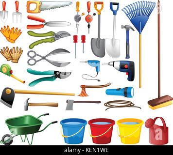Abbildung verschiedener Arten von Tools Stock Vektor