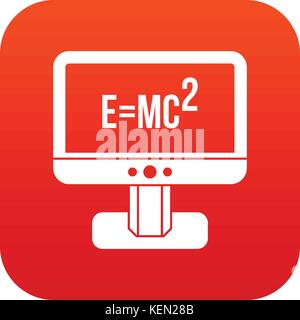 Monitor mit Einstein Symbol Formel digitale Rot Stock Vektor