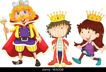 Abbildung: ein König, ein Prinz und eine Prinzessin Stock Vektor