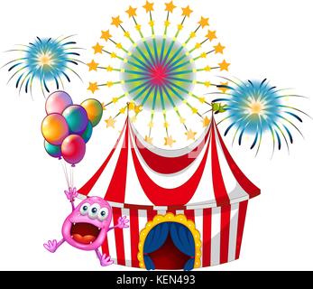 Abbildung: Ein happy Monster beim Karneval auf weißem Hintergrund Stock Vektor