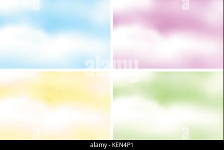 Abbildung: vier flauschige Wolken Hintergrund Stock Vektor