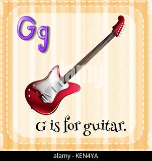 Abbildung: ein Alphabet g ist für Gitarre Stock Vektor