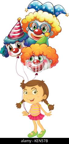 Abbildung: ein Clown mit Luftballons auf weißem Hintergrund Stock ...