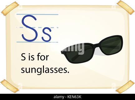 Ein Buchstabe s für Sonnenbrille auf weißem Hintergrund Stock Vektor