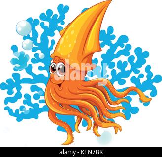 Abbildung: eine Nahaufnahme squid Stock Vektor