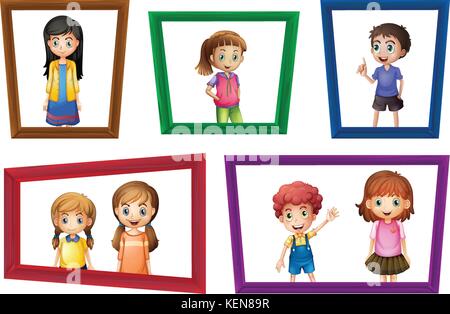 Abbildung: viele Kinder in der Bilderrahmen Stock Vektor