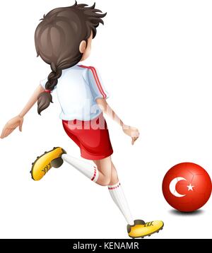 Abbildung: ein Fußball-Spieler aus der Türkei auf weißem Hintergrund Stock Vektor