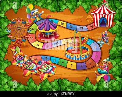 Brettspiel mit dem Thema des Zirkus Stock Vektor