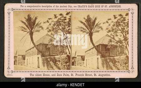 Das älteste Haus und Datum, Palm, St. Franziskus St., St. Augustine, von Robert N. Dennis Sammlung von stereoskopische Ansichten Stockfoto