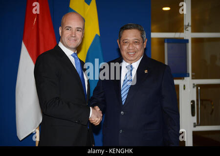 SBY dan Fredrik Reinfeldt di Stockholm vom 28. 05. 2013 Stockfoto