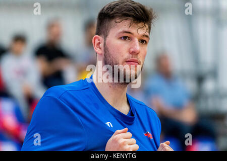 21. Oktober 2017: Bogdan Popa #23 (CSM Steaua Bukarest) während des LNBM - Männer National Basketball League Spiels zwischen CSM Steaua Bukarest und BC Mures Targu-Mures im Sala Regimentul de Garda Mihai Viteazul, Bukarest, Rumänien ROU. Copyright: Cronos/Catalin Soare Stockfoto