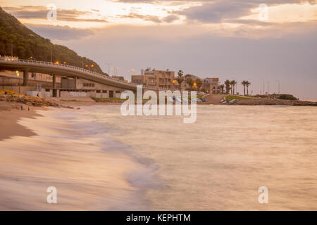 Sunset View der Bat Galim Strand, in Haifa, Israel Stockfoto