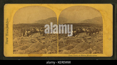 Pony-Zug auf Mount Washington, aus Robert N. Dennis Sammlung von stereoskopischen Ansichten Stockfoto