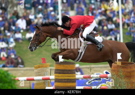 Olympische Spiele, Sydney 2000, Antonio Maurer (MEX) Reiten Puertas Mortero Stockfoto